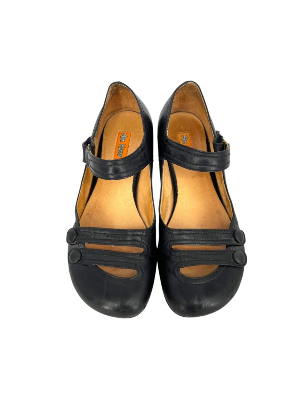 Miz Mooz Devi Mary Jane Flats Cottagecore Retro Black Leather Size 9
